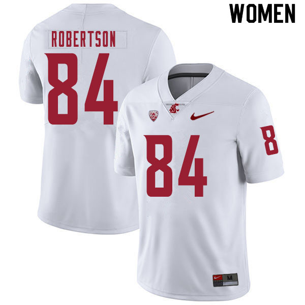 Women #84 T.J. Robertson Washington State Cougars College Football Jerseys Sale-White - Click Image to Close